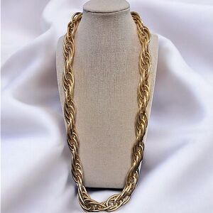 Chain Link Necklace, Large Oval Triple Links, Vintage and Unsigned.